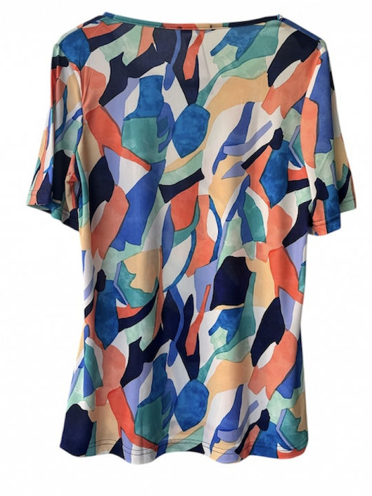 Women's Short Sleeve Multicolour Blouse