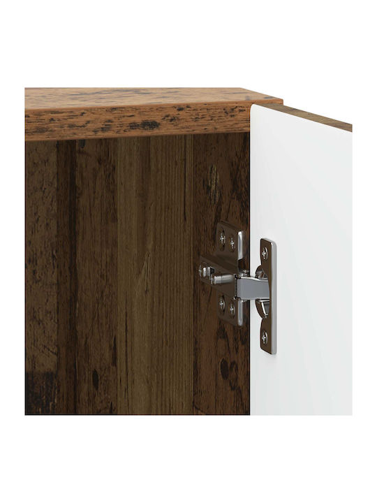 Wooden Bedside Table With Metal Legs Brown 43x34.5x50cm