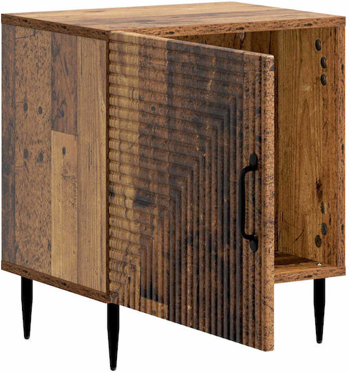 Wooden Bedside Table With Metal Legs Brown 43x34.5x50cm