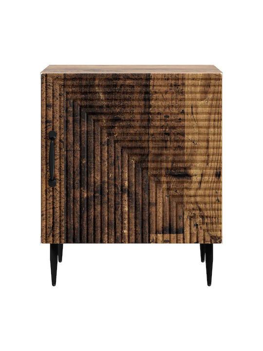 Wooden Bedside Table With Metal Legs Brown 43x34.5x50cm