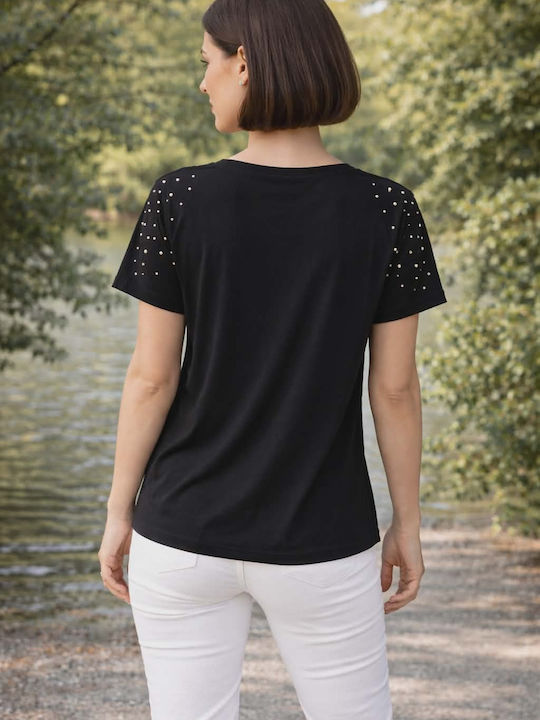 Women's Short Sleeve Black Blouse