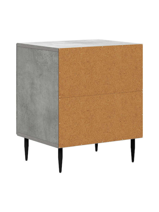 Wooden Bedside Tables With Metal Legs Gray 2 Pieces 43x34.5x50cm