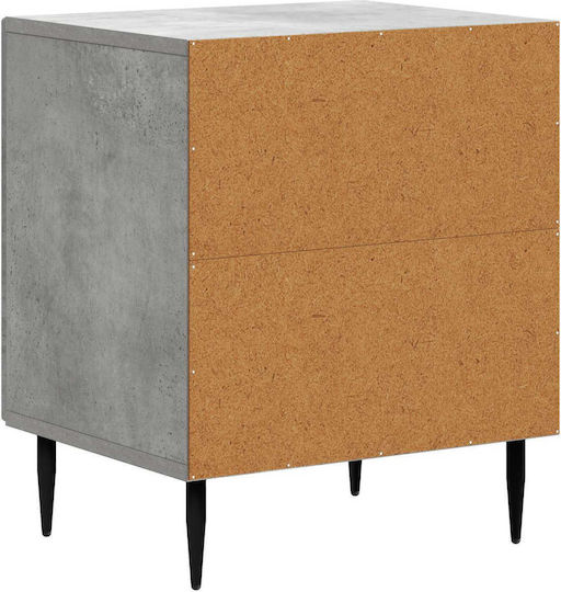 Wooden Bedside Tables With Metal Legs Gray 2 Pieces 43x34.5x50cm