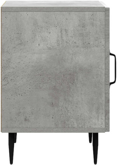Wooden Bedside Tables With Metal Legs Gray 2 Pieces 43x34.5x50cm