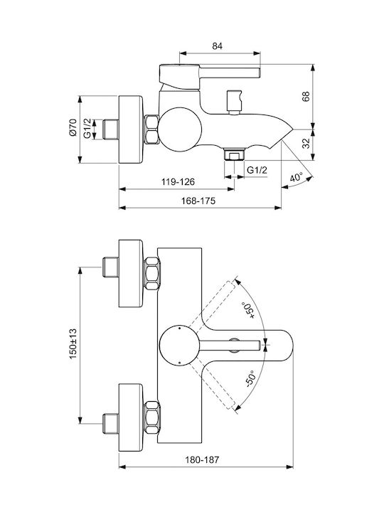 Ideal Standard Ceraline Mischbatterie für Badewanne