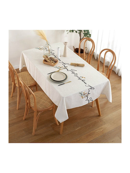FRIPIA Față De Masă Din In Cu Broderie Argintie 135x220cm