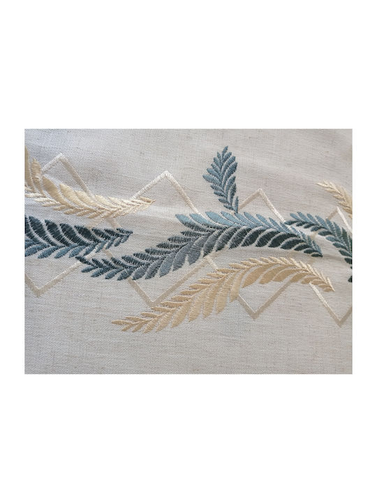 FRIPIA Leinen Tischtuch Mit Stickerei Grün 140x250cm
