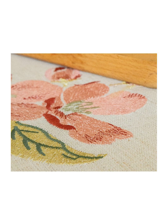 FRIPIA Față De Masă Din In Cu Broderie Roz 140x220 Cm
