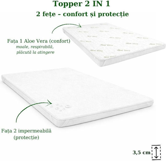 Pucioasa Topper Saltele Supradublu Microfibra Îmbibată cu Aloe Vera și Husă Detasabilă 160x190 cm