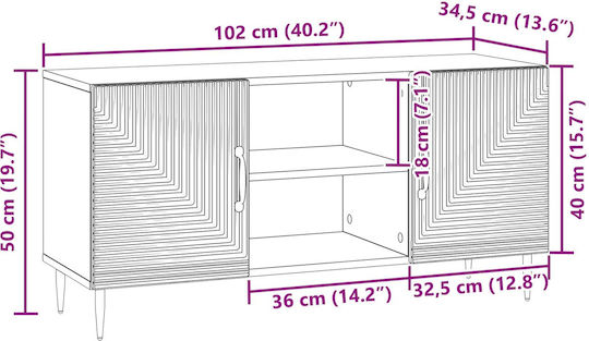Етажерка За Телевизор Кафява 102x34.5x50см