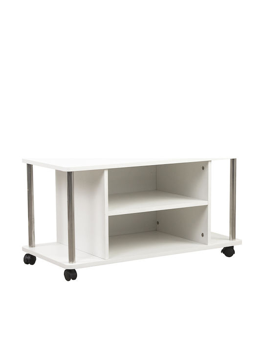Шкаф За Телевизор С Колела Бял М41.5xШ80xВ40cm