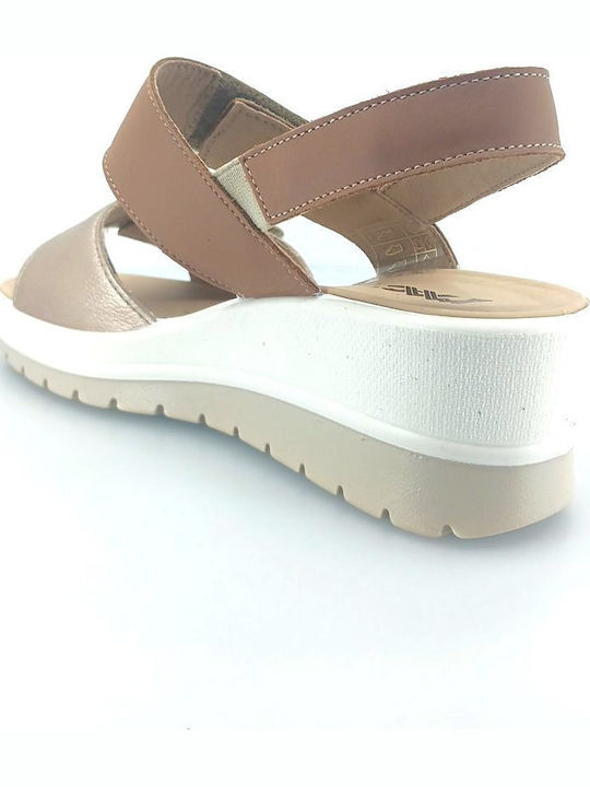 Leather Women's Flat Sandals Tabac Brown