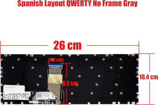 Испанска Клавиатура За Лаптоп Lenovo Yoga 330-11igm 81a6 330-11ast Flex 6-11igm 81a7 Sn20n89640 5cb0q81366 5cb0q81407 5cb0q81332 Power Key Es Без Рамка Сива Код 41372estype2