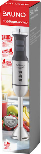 Bruno Ραβδομπλέντερ με Ανοξείδωτη Ράβδο 1700W Ασημί