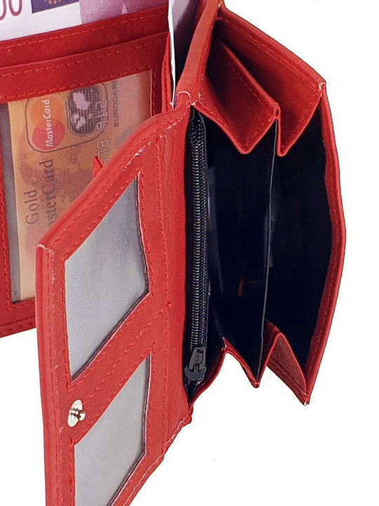 Small Leather Women's Wallet with RFID Red