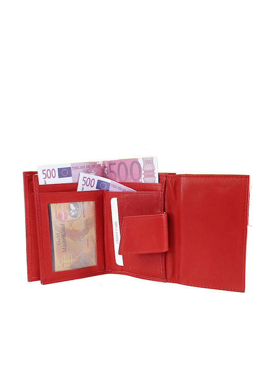 Small Leather Women's Wallet with RFID Red