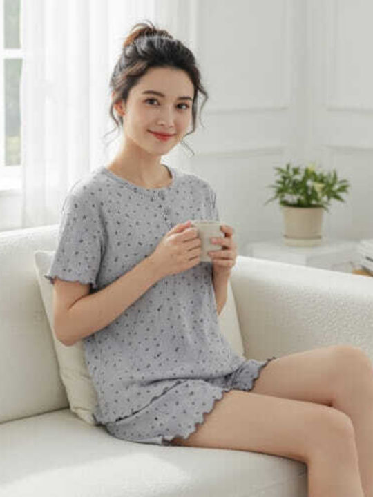 Prive Underwear Prive Underwear Damen Schlafanzug Set Baumwolle Grau