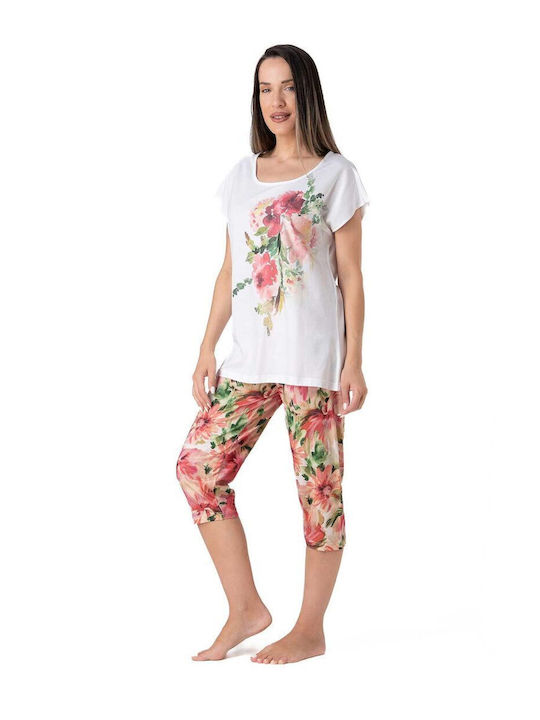 Relax Lingerie Sommerliches Damen-Schlafanzug-Set Baumwollene Weiß Relax Lingerie Sommerliches Damen-Schlafanzug-Set Baumwollene Weiß