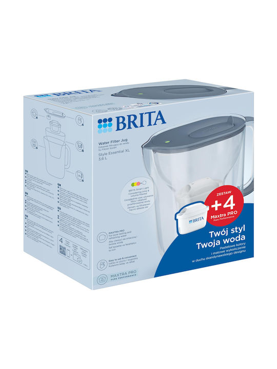 Brita Style Essential Serving Jug Plastic with 4 Replacement Filters