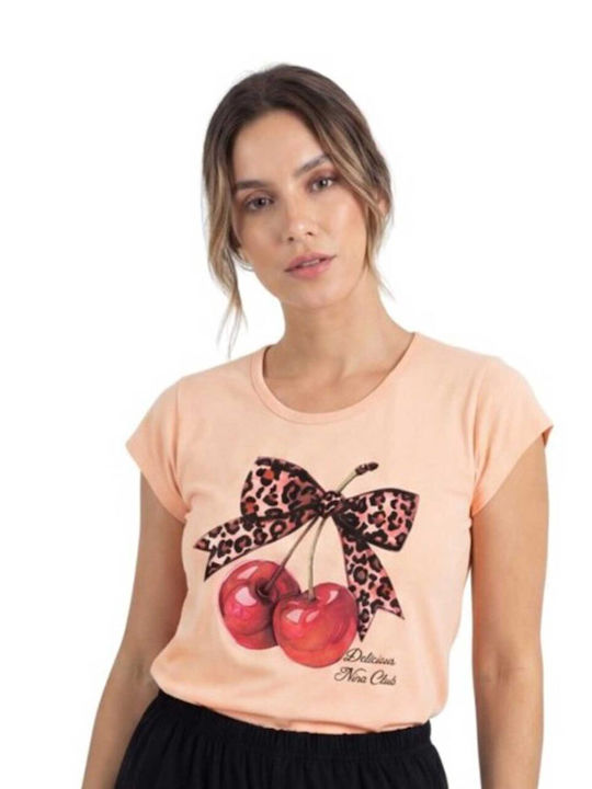 Nina Club Summer Women's Pyjama Set Cotton Orange