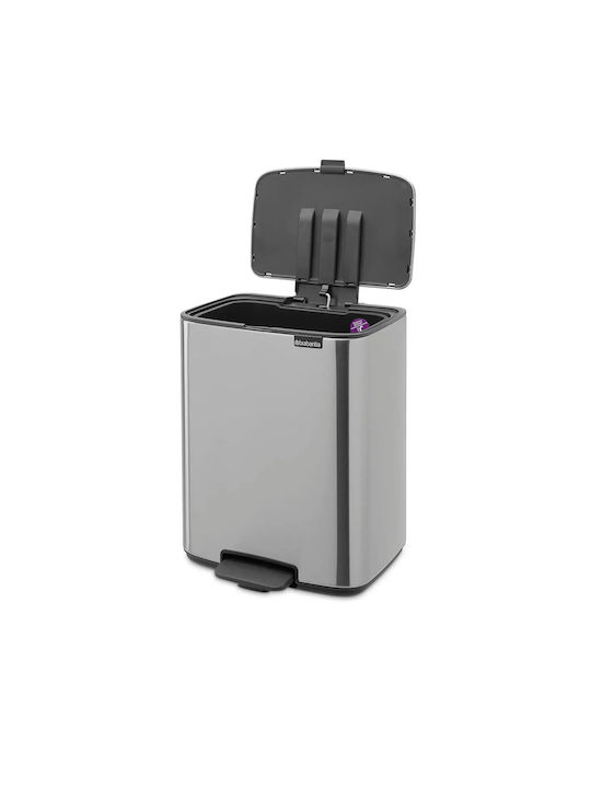 Brabantia Bo Pedal Waste Bin Made of Stainless Steel with Grey Pedal 12lt