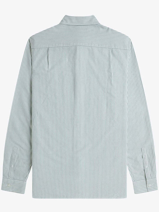 Long Sleeve Cotton Shirt In Regular Fit Striped White