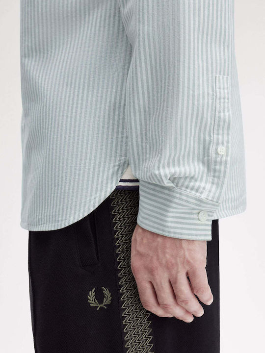 Long Sleeve Cotton Shirt In Regular Fit Striped White