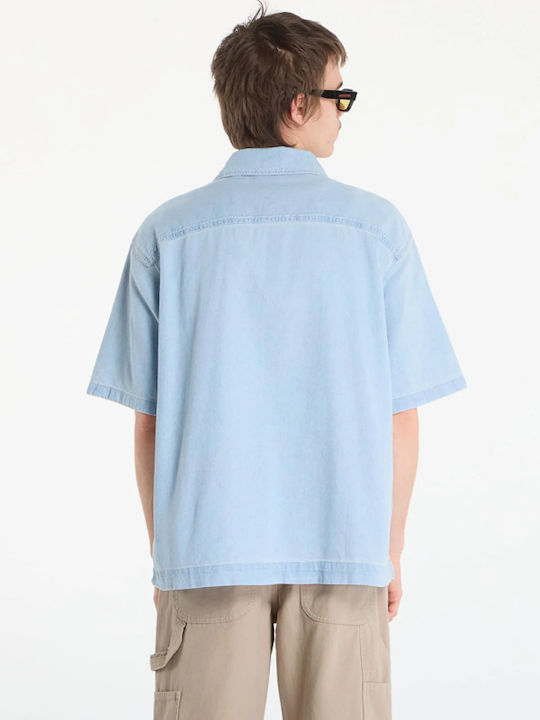 Short Sleeve Denim Shirt Regular Fit Fog Blue