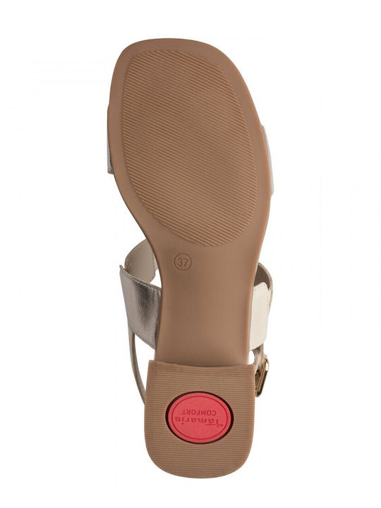 Damen Sandalen Aus Leder Beige