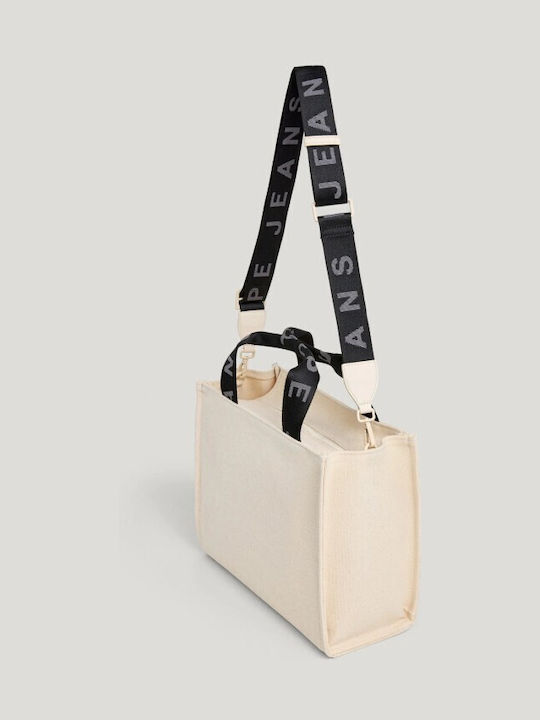Pl0300175818creamwhite Fabric Women's Shoulder Bag Beige