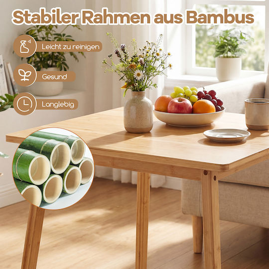 Masă Pătrată de Bucătărie din Bambus 70x70cm