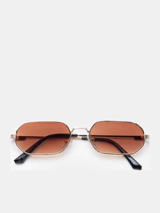 Luigi Women's Sunglasses with Brown Metallic Frame and Brown Lens