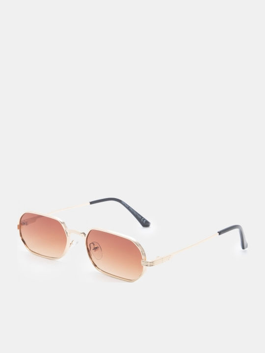Luigi Women's Sunglasses with Brown Metallic Frame and Brown Lens