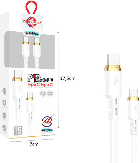 WisdomUp USB 2.0 Кабел USB-C Мъжки - USB-C Захранване (PD)