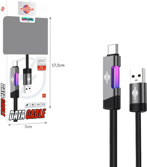 WisdomUp USB 2.0 Кабел USB-C Мъжки - USB-A 100W