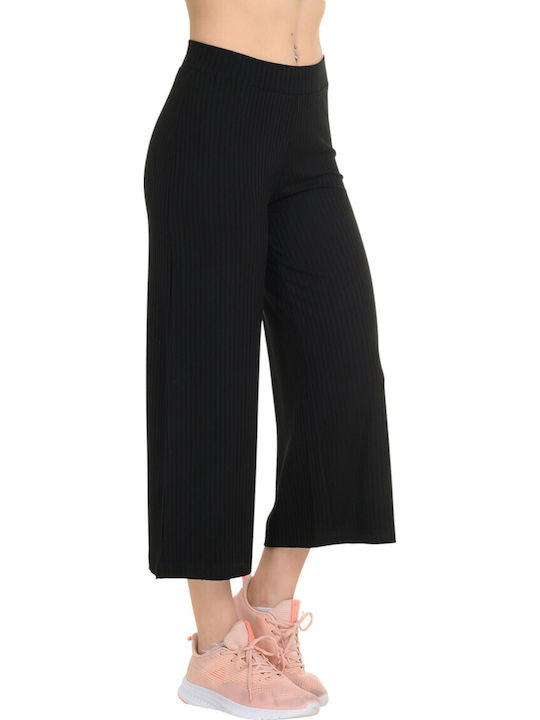 Pantaloni Dama Rips Capri Negru