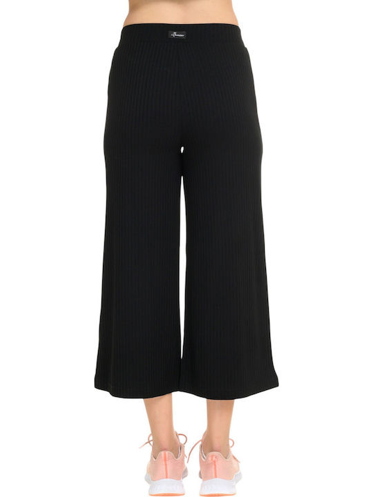 Pantaloni Dama Rips Capri Negru