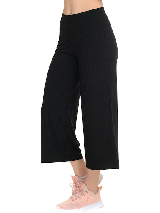 Pantaloni Dama Rips Capri Negru