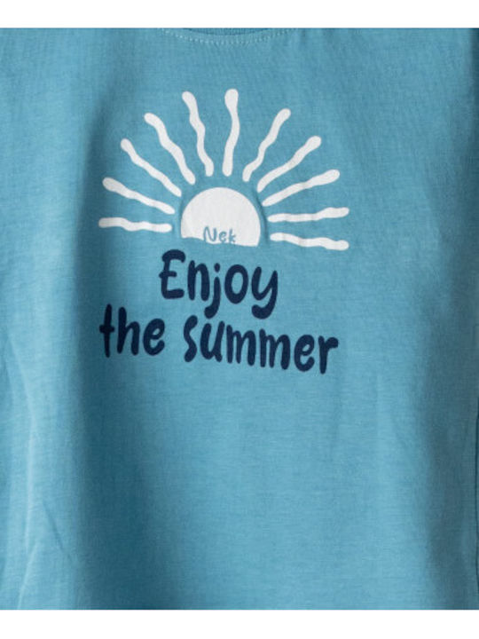 Nek Kids Wear Kinderbekleidungssets mit Türkis Shorts 2 Stück