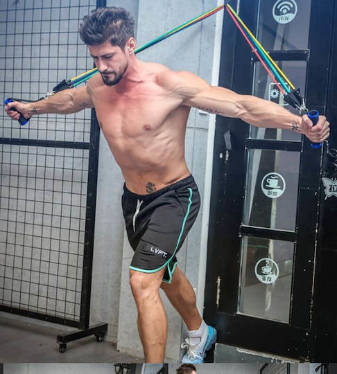 Röhrenförmige Bänder für das Training mit Griffen Set 5Stück Mehrfarbig
