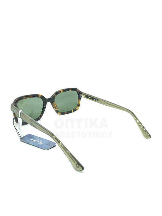 Pepe Jeans Pj7480 101 Unisex Sunglasses with Brown Horn-Rimmed Frame and Green Lens