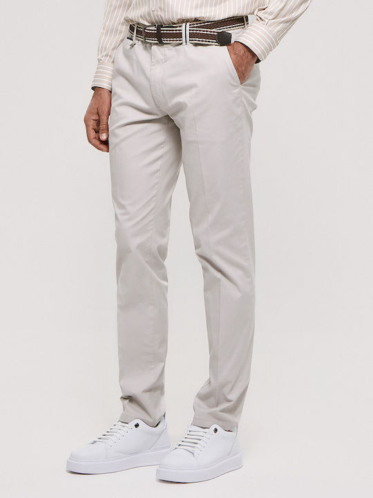 Elastic Trousers in Slim Fit Beige