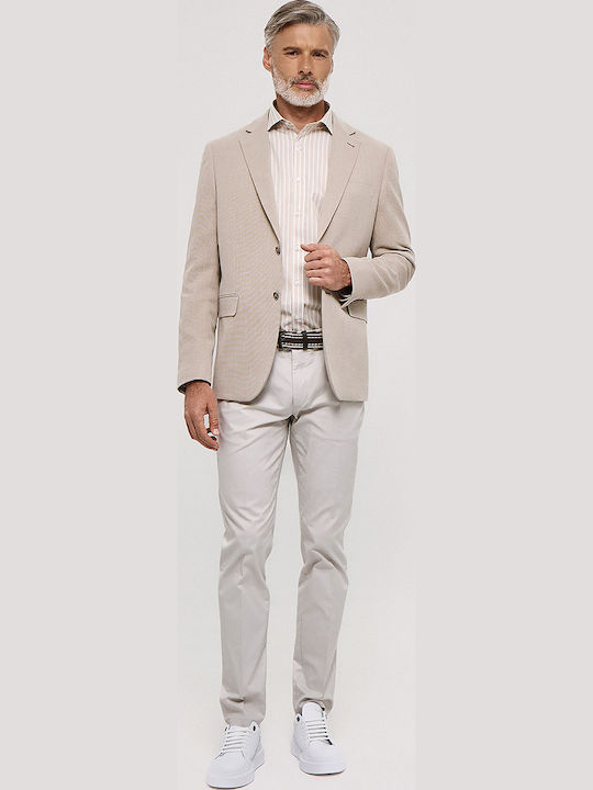 Elastic Trousers in Slim Fit Beige