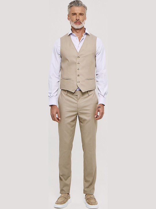 Elastic Beige Men's Trousers