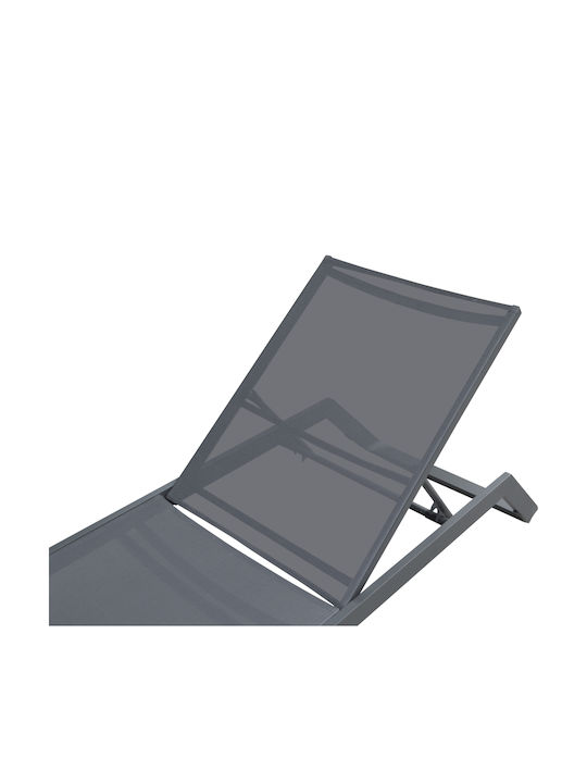 HomeMarkt Aluminium Garten- und Pool-Liegestuhl Marimar mit Textilene-Geflecht Grau 218x67x31cm