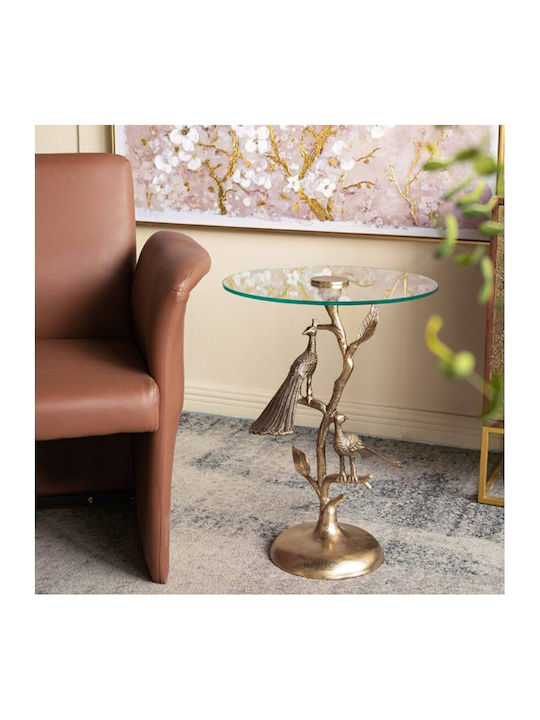 Round Side Table Noble Glass Gold M45xP45xH61cm