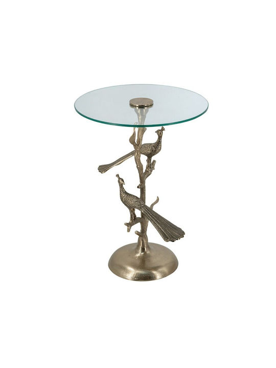 Round Side Table Noble Glass Gold M45xP45xH61cm
