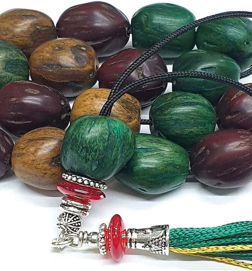 Roloi Komboloi Worry Beads with 17 Beads Made of Nutmeg Length 30cm Multicolour