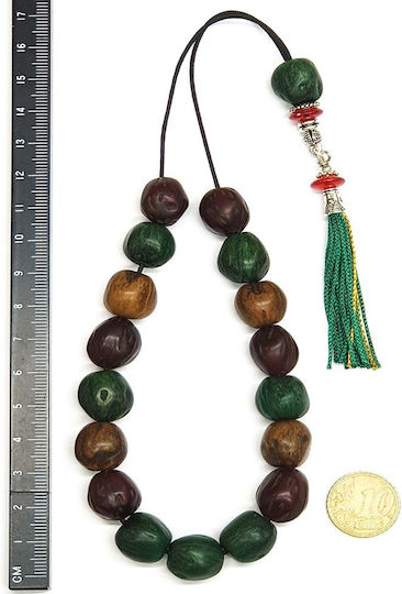 Roloi Komboloi Worry Beads with 17 Beads Made of Nutmeg Length 30cm Multicolour