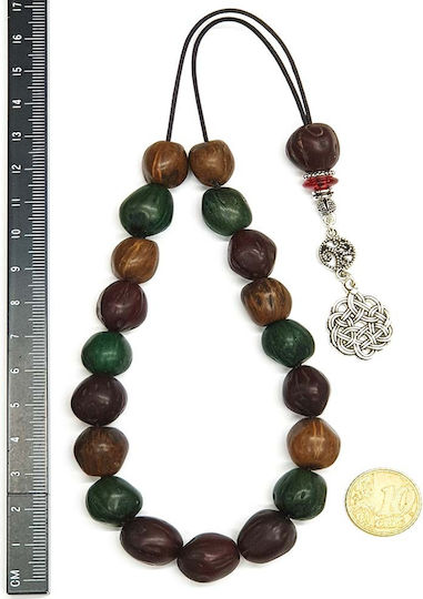 Roloi Komboloi Worry Beads with 19 Beads Made of Nutmeg Length 30cm Multicolour